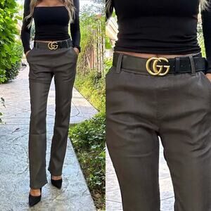 FLOG 25 Nansi Flare Pants Trousers Ary Olive Green 27.5 Inseam Stretch Luxury